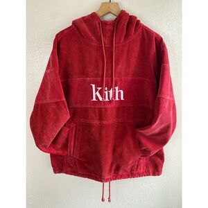 Kith Washed Corduroy Caden Hoodie Machine Red Double Pocket Men's Size M 2019
